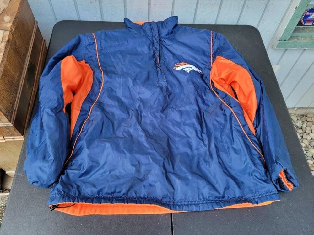 Denver Broncos Jacket Mens Large Blue Orange NFL Football Team Apparel Pullover